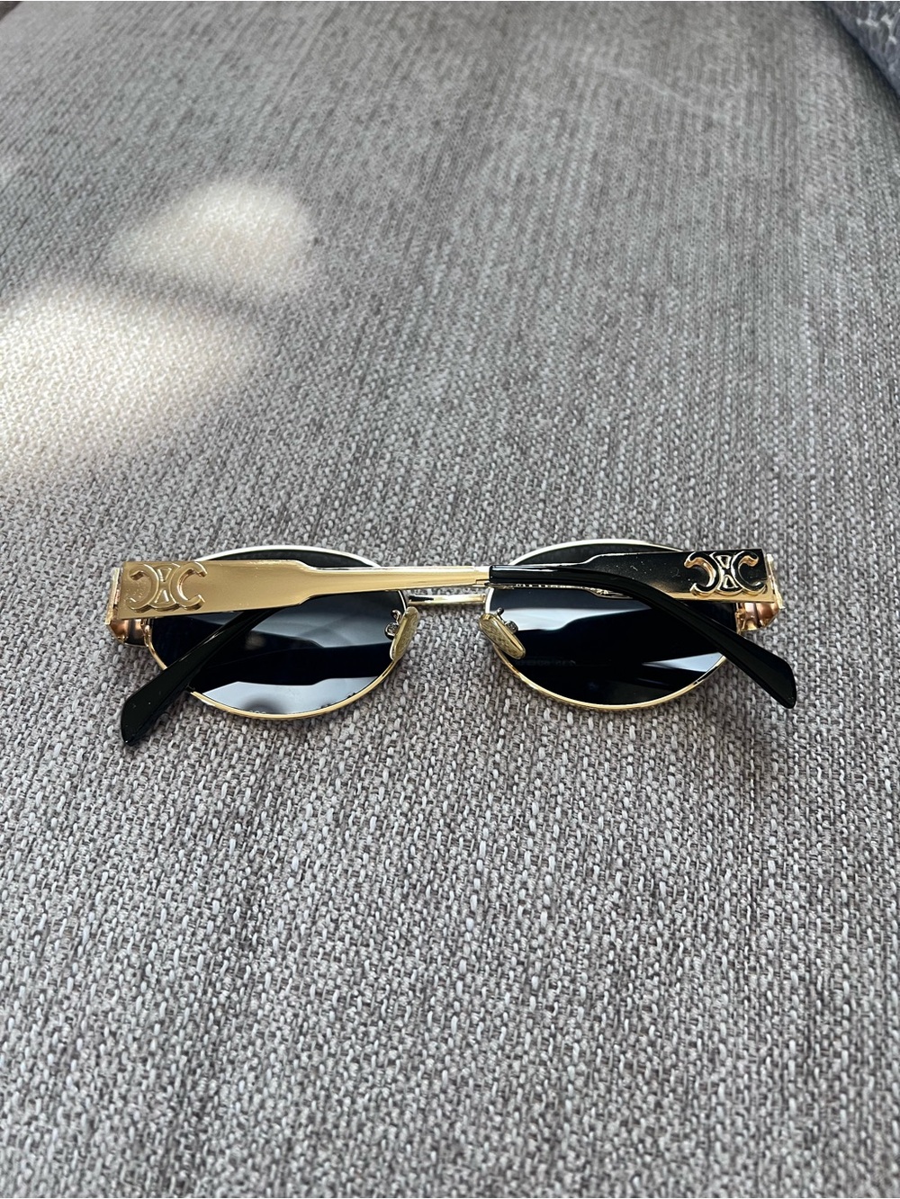 Celine Metal Triomphe 01 Gold Frame Oval Sunglasses - Picture 4 of 8